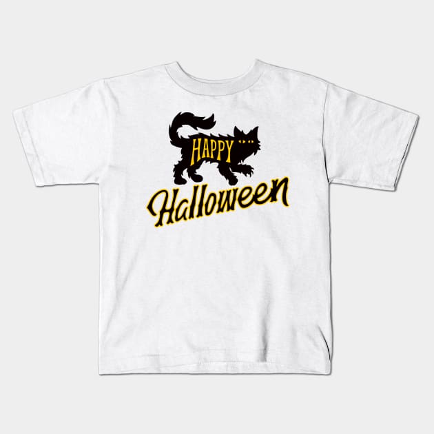 happy halloween cat halloween Kids T-Shirt by lonway